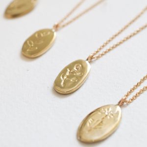 14K Gold Flower Disc Necklace