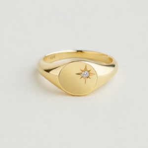 North star diamond signet ring
