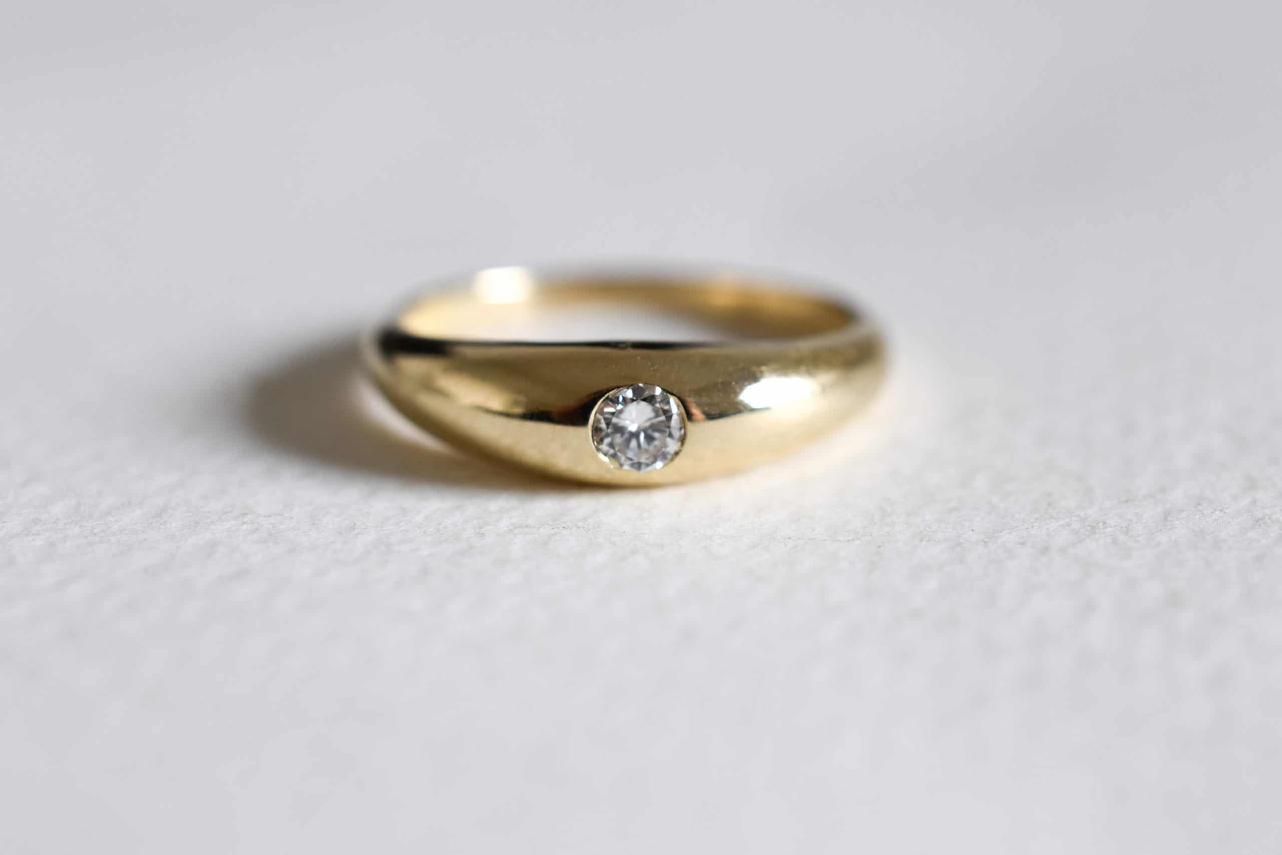 14k gold thin Dome Diamond Ring - STUDIO DUSA