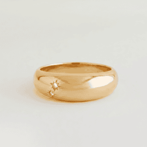 14K Gold diamond dome ring