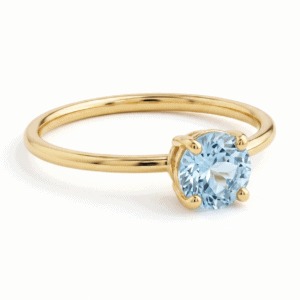 Round Sky Topaz Solitaire Ring