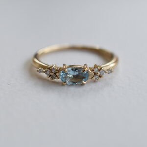 Aqua Marine white diamond ring