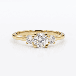 טבעת אירוסין שלושה יהלומים זהב 14K