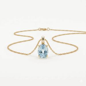 שרשרת זהב ואבן בלו טופז אובלית