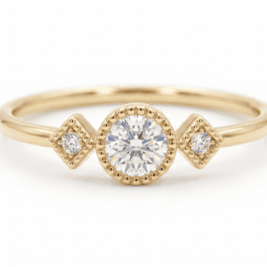 Round Diamond & squares Ring