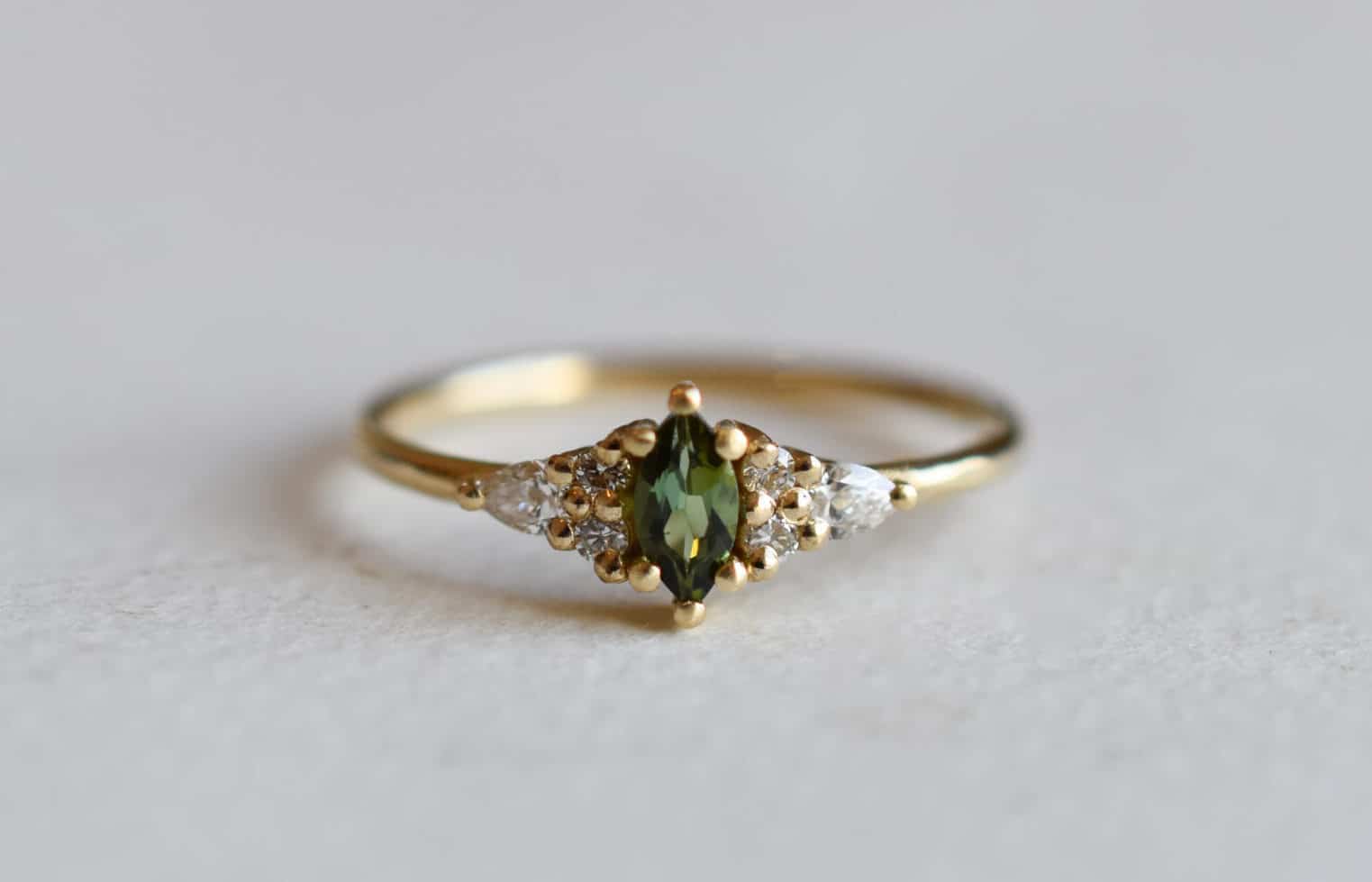 Art Deco Tourmaline diamond ring - STUDIO DUSA