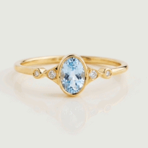 טבעת אבן אובל ומשולש יהלומים