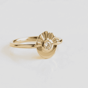 טבעת זהב שמש יהלום