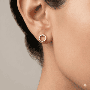 עגילי עיגול אורגני ויהלומים