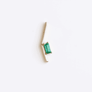14k Gold Emerald V Stud earring