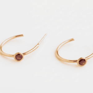 Round Garnet Hoops