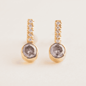 Pavé Diamond Bar Earrings with Grey diamond