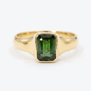 Emerald cut Tourmaline signet ring