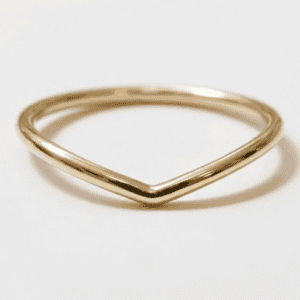 14K Gold Round V Ring