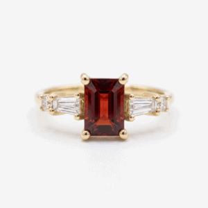 Garnet & Tapered Baguette Diamond Ring