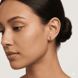 זוג עגילי אבן טורמלין ירוקה