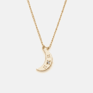 שרשרת ירח זהב משובצת יהלומים וספיר כחול