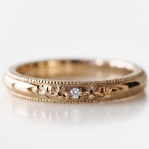 Delicate Vintage-Style Ring with Center Diamond